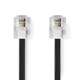 Nedis telefonní kabel RJ11-RJ11 plochý černý / Telefonní kabel / RJ11-RJ11 / pozlacené konektory / 10 m (TCGL90200BK100)