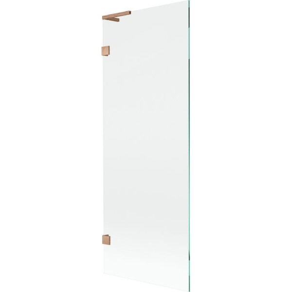 MEXEN/S - Lunar L vanová zástěna FIX 70 x 150, transparent, měď kartáčovaná 897L-070-000-65-00