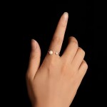 Stříbrný prsten Calvina MOISSANITE, perla + CERTIFIKÁT, nastavitelná Stříbrná