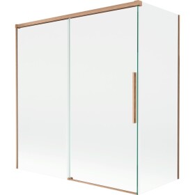 MEXEN/S - Rox vanová zástěna 2-křídlová posuvná 150 + 70 x 150, transparent, měď kartáčovaná 8C9-150-070-65-00