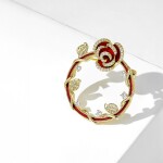 Brož s červenou růží a zirkony Rachel, Červená