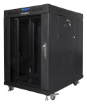 Lanberg FF01 15U 19" černý / Stojanový rozvaděč / 600×800 mm / Skleněné dveře / LCD panel / Nosnost 1200 kg (FF01-6815-12BL)