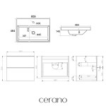 CERANO - Koupelnová skříňka Velora - černá matná, úchytka zlatá - keramické umyvadlo Viano - 60,9x67,5x46,5 CER-555642
