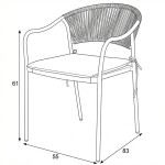 Zahradní židle, kov, polyratan, šedá, AZC-L1352 GREY