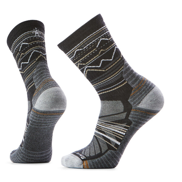 Unisex merino turistické ponožky SMARTWOOL Hike Light Cushion Mountain Range Crew S, Charcoal/Light Gray velikost: 42-45 (L)