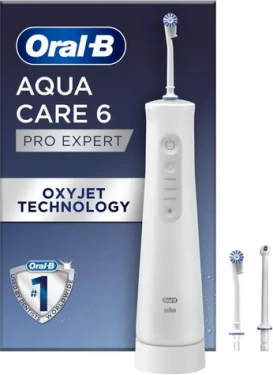 Oral-B AquaCare 6 Pro-Expert bílá / Ústní sprcha / 3 intenzity / funkce pulzování (8006540839621)