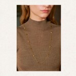 Dlouhý náhrdelník s tygřím okem a zirkony Aurelia, Zlatá 80 cm