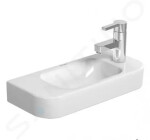 DURAVIT - Happy D.2 Umývátko 500x220 mm, bez přepadu, s otvorem pro baterii vpravo, WonderGliss, bílá 07115000081