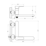 SAPHO - PAX nástěnná vanová baterie, otočné ramínko, černá mat XA101B