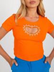 Krátké oranžové tričko s kamínkovou aplikací