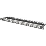 Intellinet 24-Port Cat6a Patchpanel geschirmt 1HE Kabeleinführung 90° abgewinkelt schwarz 24 portů patch panel 483 mm (1