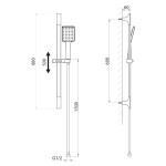 SAPHO - Sprchová souprava hranatá, posuvný držák 680, černá mat SC815B