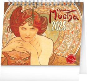 Stolní kalendář Alfons Mucha 2025, 16,5 13 cm