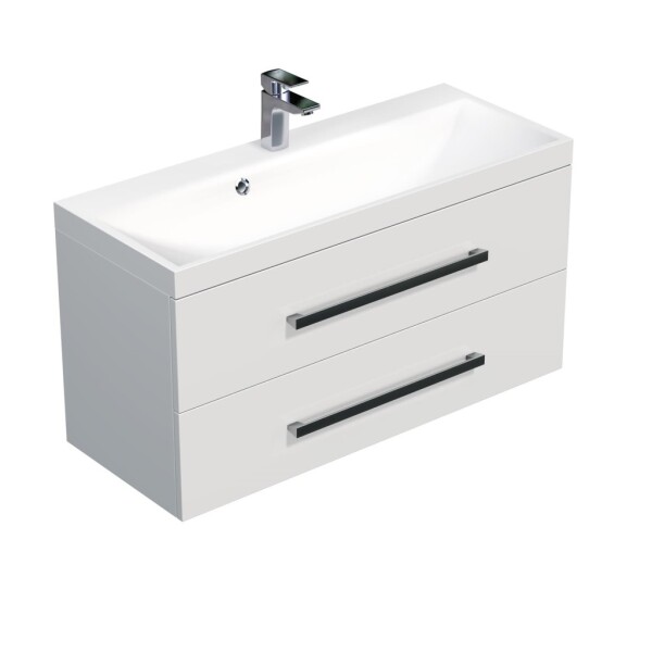 Koupelnová skříňka s umyvadlem SAT Cube Way 100x40 cm bílá lesk CUBE2100ZBL CUBE2100ZBL