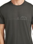 Pánské merino triko s krátkým rukávem ICEBREAKER Mens Core SS Tee Single Line Camp, Obsidian velikost: XL