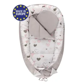 Bomimi HAGI Hnízdečko s polštářkem soft, SRDÍČKA šedá (BO2312GRY034)