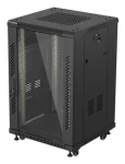 Lanberg Rack 18U/600x600 černá / Stojanový rozvaděč / 19" / Flat pack / Skleněné dveře (FF01-6618-12B)