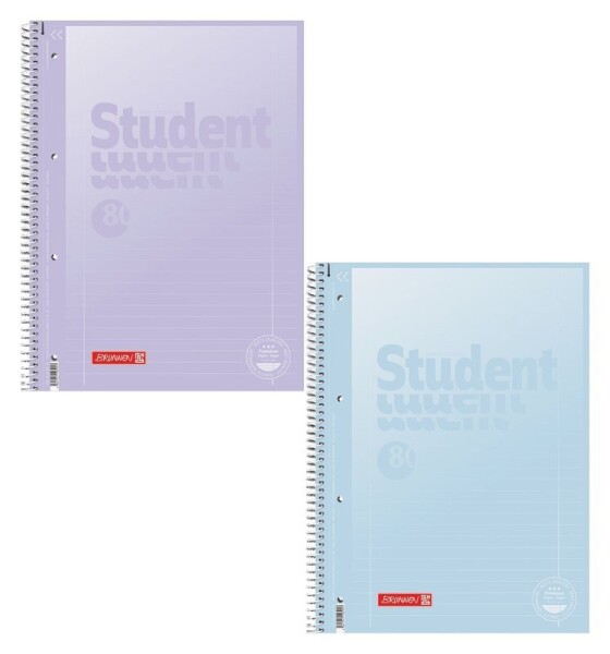 Student blok A4 pastelový, linka, 80 listů, 90g, fialový/modrý, FSC