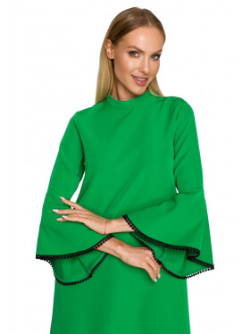Dámské šaty áčkového střihu rukávy zelené