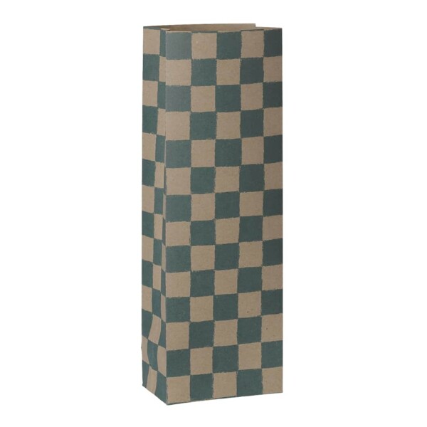 Maileg Papírový sáček Checker Petrol 26,5 cm – set 5 kusů, zelená barva, papír