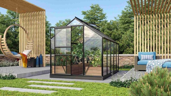 Skleník z čirého kaleného skla Vitavia Venus 6200, sklo 3 mm (černý)