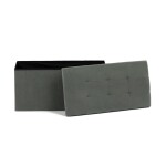 Taburet s úložným prostorem, zelená manšestrová látka