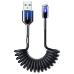 Joyroom S-A43 Crystal-Clear Series Nabíjecí spirálový kabel USB-A (M) - Lightning (M) 3A 1.5m černá (6956116728199)