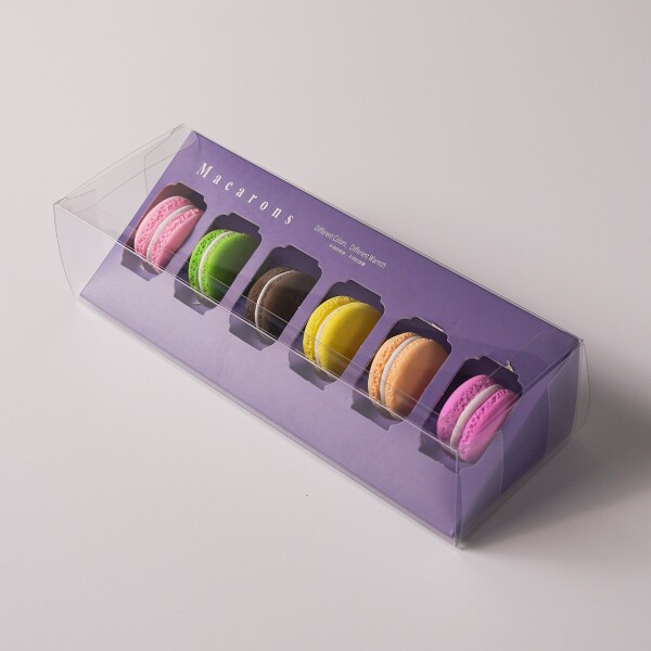 Cake star Elegantní krabička na makronky fialová 23x9,8cm na 6ks balení 20ks