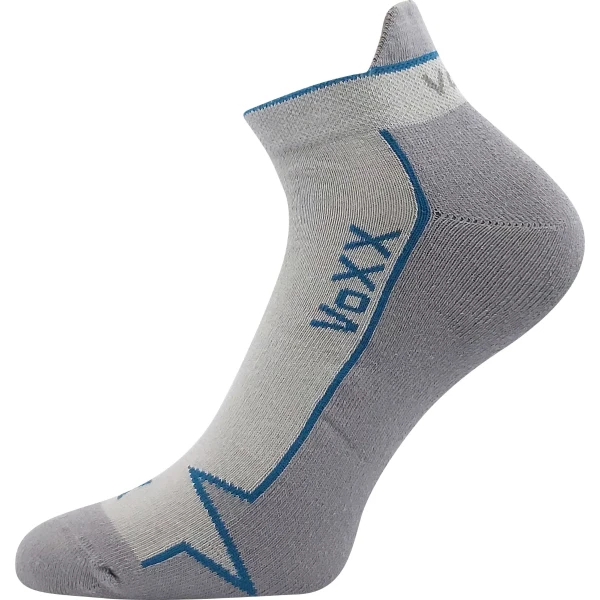 VOXX Ponožky bavlněné sportovní LOCATOR A světle šedé s tyrkysovou (3 páry) 35-38 103048