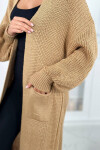 Svetr dlouhý cardigan camel UNI