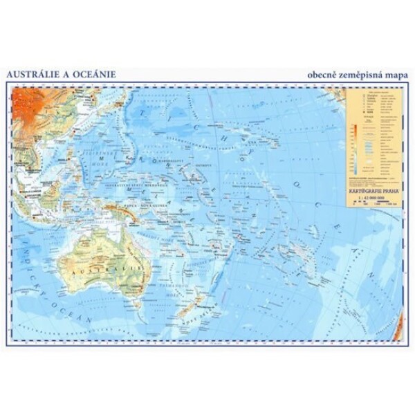 Austrálie, Oceánie - příruční obecně zeměpisná mapa A3/1:42 mil.