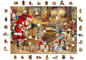 WOODEN CITY Dřevěné puzzle Santova dílna 2v1