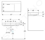 GEBERIT - ONE Umyvadlo 900x480x142 mm, skrytý přepad, bez otvoru pro baterii, vodorovný odtok, KeraTect, bílá 505.042.00.1