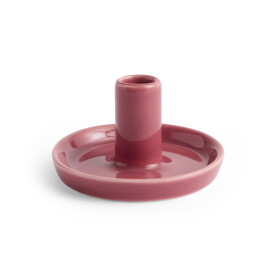 HAY Kameninový svícen Disc XS Berry Pink, červená barva, keramika