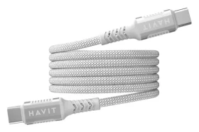 Havit CB6297 bílá / Magnetický datový kabel / USB-C – USB-C / PD 60 W / 1 m (CB6297)