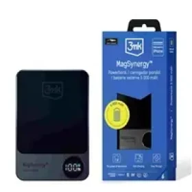 3mk MagSynergy 5000 mAh černá / Bezdrátová Powerbanka / USB-C - Lightning (5903108552486)