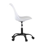 Židle kancelářská, bílá plastová skořepina, sedák bílá látka, kovový kříž