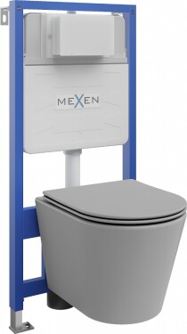 MEXEN/S - WC předstěnová instalační sada Fenix Slim s mísou WC Rico + sedátko softclose, světle šedá mat 61030724061