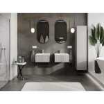 MEXEN/S - Rivel koupelnová skříňka 50 cm s umyvadlem Vela, 1 šuplík, reliéf , šedá mat/bílá mat 91A20-05023-1-BF62-W23M01