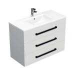Koupelnová skříňka s černou úchytkou a umyvadlem SAT Cube Way 100x71x46 cm bílá lesk CUBE46C1003BIMOD CUBE46C1003BIMOD