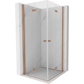 MEXEN/S - Mist-F Duo sprchový kout skládací dveře 95 x 95, transparent, měď kartáčovaná 8A6-095L-095P-65-00