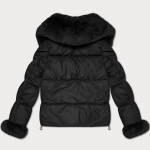 Černá dámská péřová bunda s kožešinovým límcem S'West (B8257-1) odstíny černé S (36)