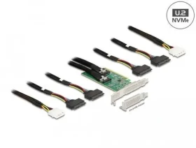 DeLock PCI Express x16 / Řadič / 4x U.2 SFF-8639 NVMe / PCIe 4.0 / 64 Gbit/s (90077)