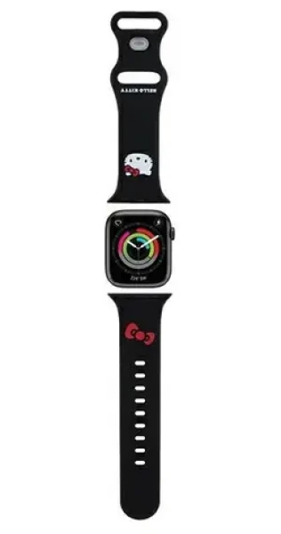 Hello Kitty Kitty Head silikonový řemínek černá / Řemínek pro Apple Watch / 38/40/41mm (HKAWMSCHBLK)