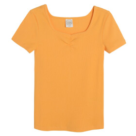 Žebrované tričko s krátkým rukávem- oranžové - 158 ORANGE