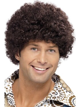 Hnědá afro paruka Disco Dude ze 70. let