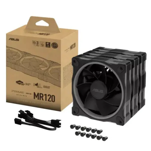 ASUS PRIME MR120 ARGB Reverse černá / 3x 120mm ventilátor / Sleeve bearing / 1600 RPM / 58 CFM / 23 dB (90DA00L0-B09020)