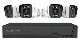 Foscam FNA108E B4 2T černo-bílá / Kamerový set / 8kanálový NVR / 4x kamera / 4K / PoE / 2TB HDD (FNA 108 E B4 2T wh)