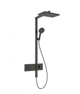HANSGROHE - Raindance Alive Q Sprchový set s termostatem, 21x34 cm, 3 proudy, EcoSmart, kartáčovaný černý chrom 24591340