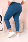 Dámské bavlněné kalhoty Plus Size s elastickým pasem a zavazováním denim 6XL